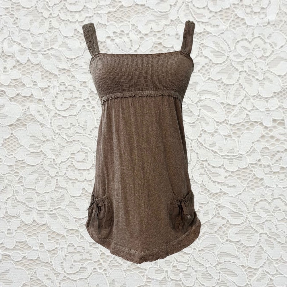 vintage abercrombie & fitch babydoll tank top with front pockets